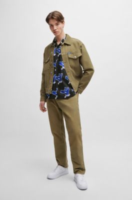 Camisa oversize fit con estampado de la marca, Negro