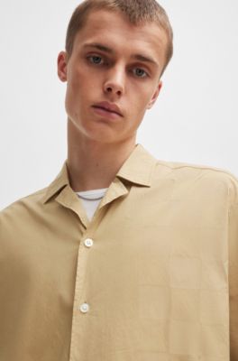 Camisa oversize fit con estampado de la marca, Beige