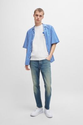 Camisa oversize fit con estampado de la marca, Celeste