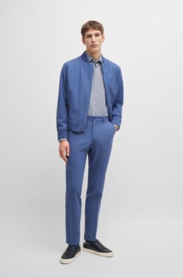 Regular-fit shirt in structured performance-stretch fabric, Light Blue