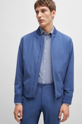 Regular-fit shirt in structured performance-stretch fabric, Light Blue