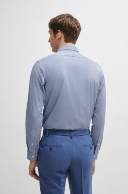 Regular-fit shirt in structured performance-stretch fabric, Light Blue
