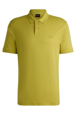 Hugo Boss Interlock-cotton Polo Shirt With Logo Print In Light Green