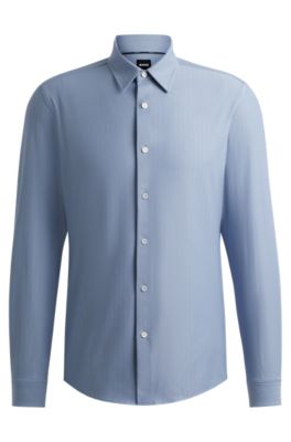 ■Hugo Boss■ Quick Dry Polo Shirt 50513007001 SU24_50513007 BOSS - Slim-fit shirt in herringbone performance-stretch