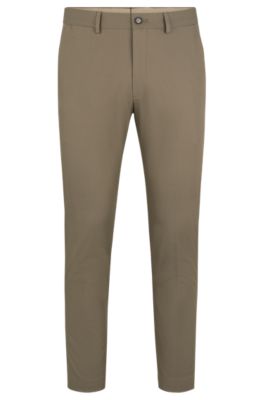 Shop Hugo Boss Slim-fit Trousers In Stretch Cotton With Silk In Light Green