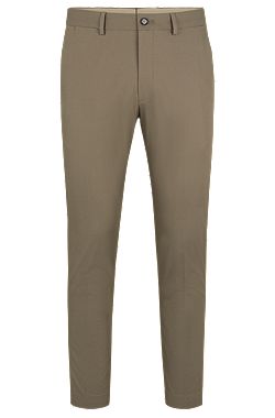 Pantalones slim fit en algodón elástico con seda
