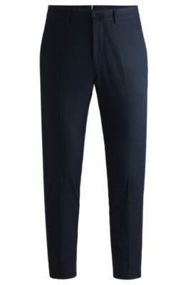 Hugo Boss Slim-fit Trousers In Stretch Cotton With Silk In Blue