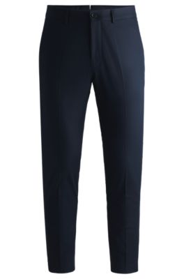 Hugo Boss Slim-fit Trousers In Stretch Cotton With Silk In Dark Blue