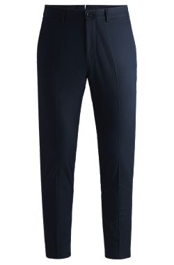 Pantalones slim fit en algodón elástico con seda