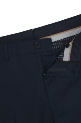 Pantalones slim fit en algod&oacute;n el&aacute;stico con seda, Azul oscuro