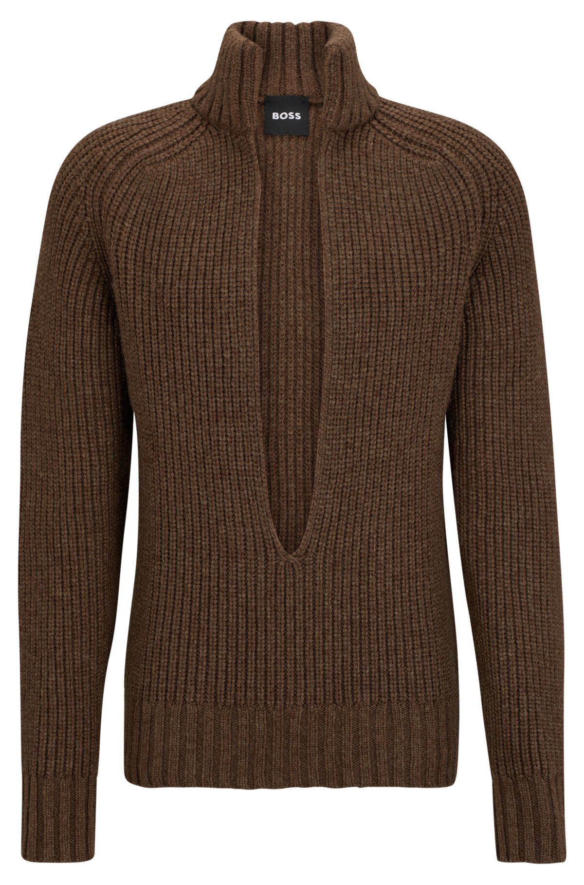 BOSS - Rollneck sweater in degradé virgin wool and silk