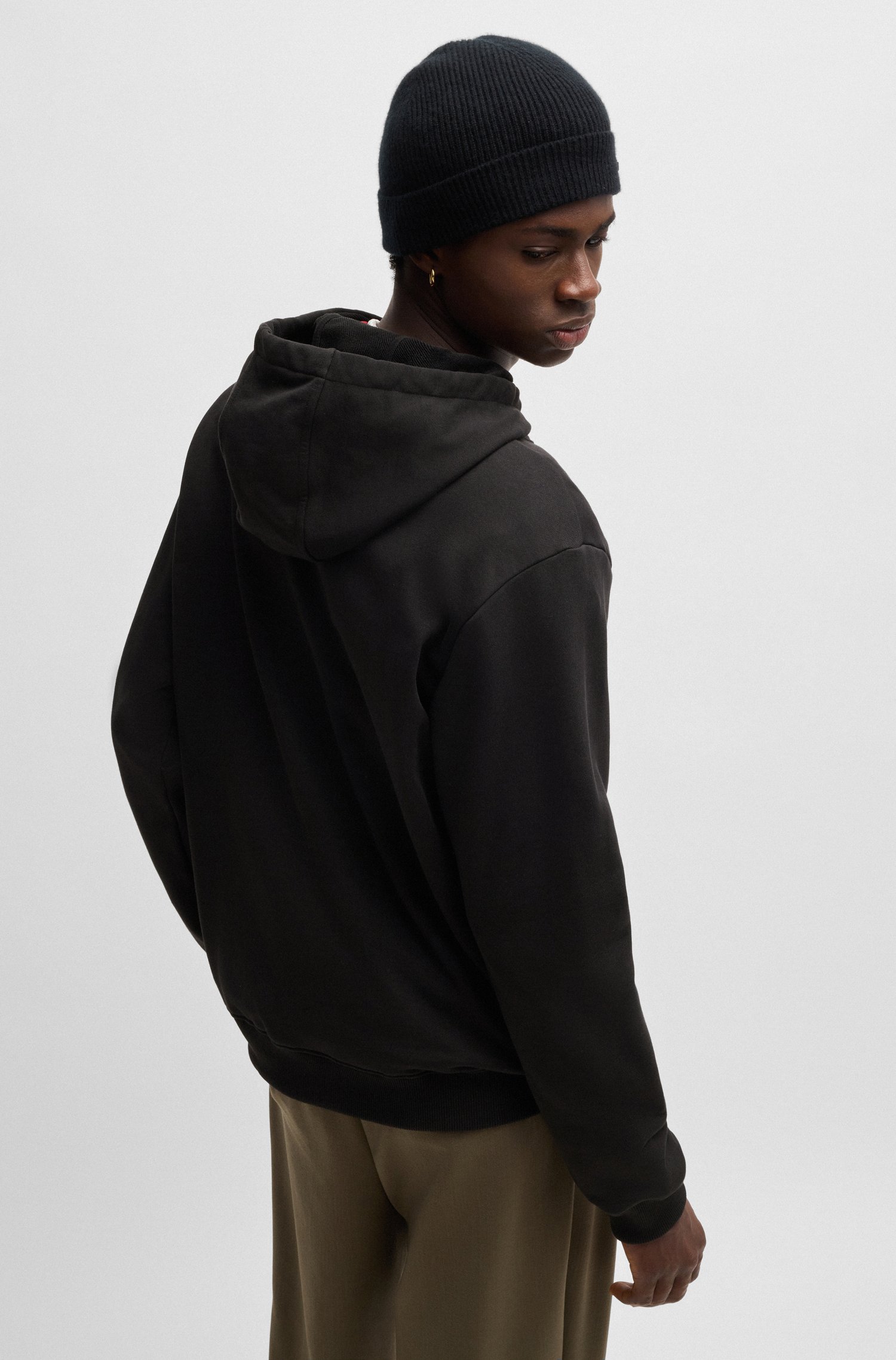 Cotton-terry hoodie with stacked logo print