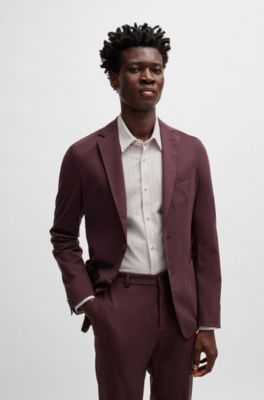 Camisa slim fit estampada en tejido el&aacute;stico t&eacute;cnico, Blanco