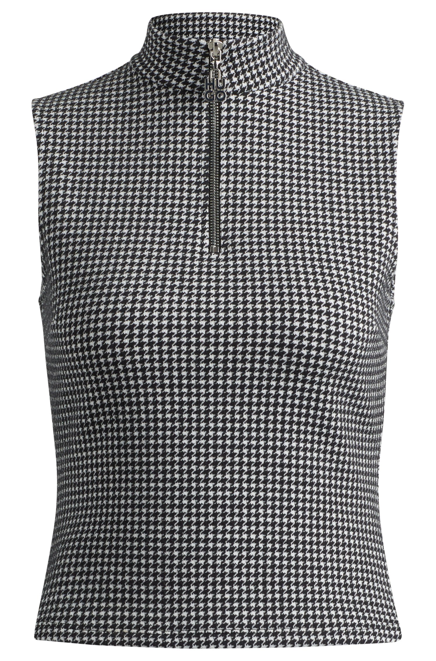 Top houndstooth jacquard with zip closure