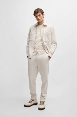 Cotton-ripstop regular-fit T-shirt with plain trims, White