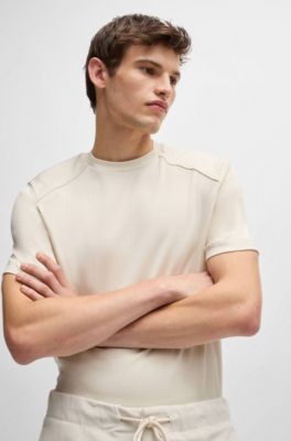 Cotton-ripstop regular-fit T-shirt with plain trims, White