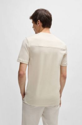 Cotton-ripstop regular-fit T-shirt with plain trims, White