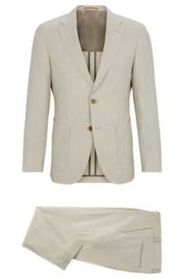 Shop Hugo Boss Slim-fit Suit In Micro-patterned Wool In White