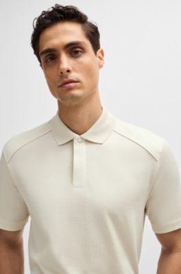 Mercerized-cotton polo shirt with ripstop structure, White
