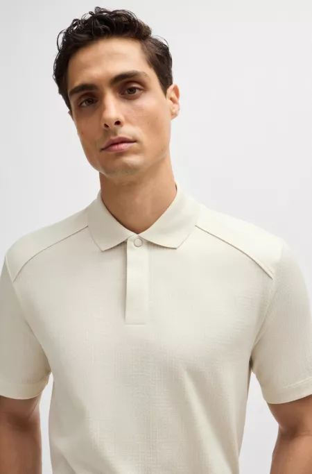 Mercerized-cotton polo shirt with ripstop structure