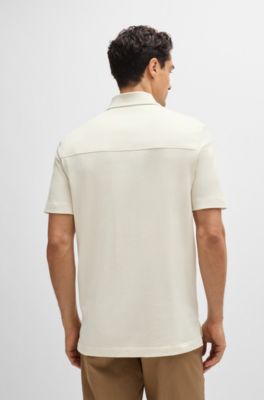 Mercerized-cotton polo shirt with ripstop structure, White