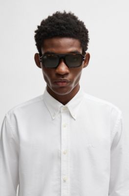 Slim-fit shirt in Oxford cotton with logo, White