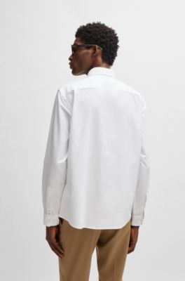 Slim-fit shirt in Oxford cotton with logo, White