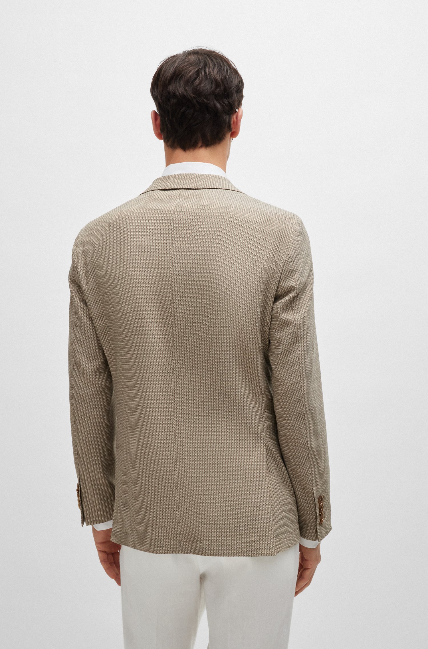 Slim-fit jacket a patterned wool blend