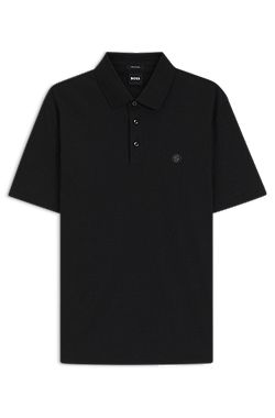 Mercerized-cotton polo shirt with double monogram