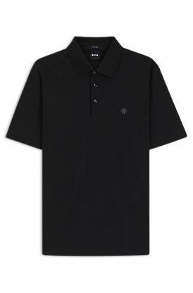 Mercerized-cotton polo shirt with double monogram