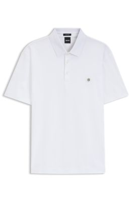 Polo de algod&oacute;n mercerizado con monograma doble, Blanco
