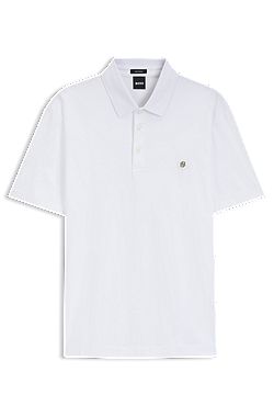 Mercerized-cotton polo shirt with double monogram