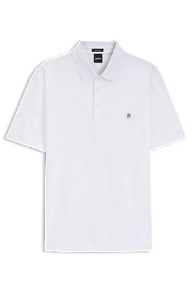 Mercerized-cotton polo shirt with double monogram