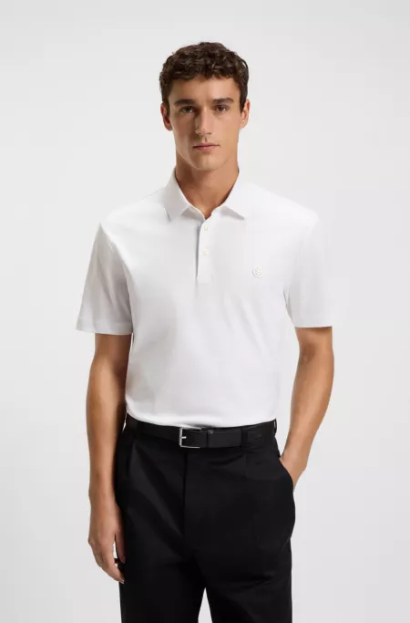 Double-monogram polo shirt in mercerised cotton