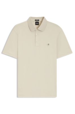 Polo de algod&oacute;n mercerizado con monograma doble, Blanco