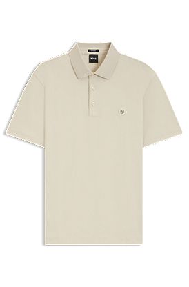 Mercerized-cotton polo shirt with double monogram
