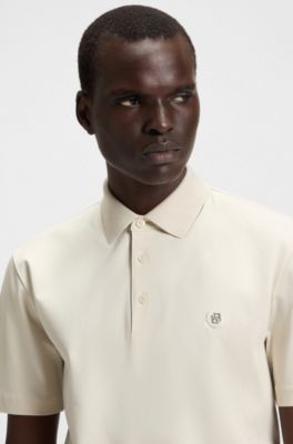 Polo de algod&oacute;n mercerizado con monograma doble, Blanco