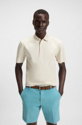 Double-monogram polo shirt in mercerised cotton, White