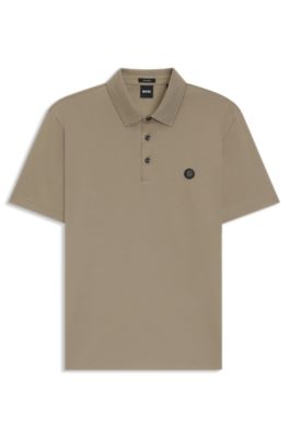 Double-monogram polo shirt in mercerised cotton, Light Brown