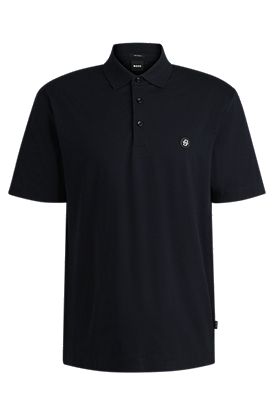 Mercerized-cotton polo shirt with double monogram