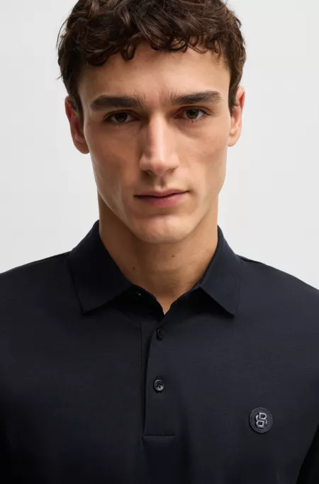Double-monogram polo shirt in mercerised cotton