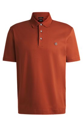 Mercerized-cotton polo shirt with double monogram