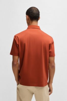Polo en coton merceris&eacute; &agrave; double monogramme, Orange fonc&eacute;