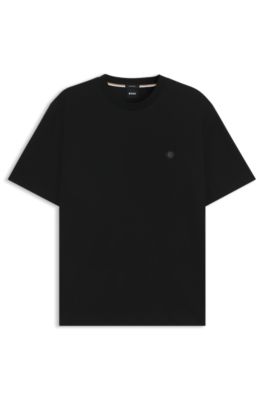 Camiseta regular fit de algod&oacute;n con monograma Double B, Negro