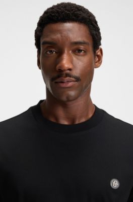 Camiseta regular fit de algod&oacute;n con monograma Double B, Negro