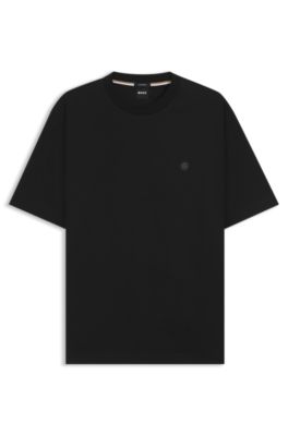 Camiseta regular fit de algod&oacute;n con monograma Double B, Negro
