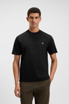 Camiseta regular fit de algod&oacute;n con monograma Double B, Negro