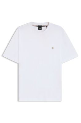 Camiseta regular fit de algod&oacute;n con monograma Double B, Blanco