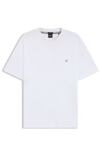 BOSS - Mercerized-cotton regular-fit T-shirt with double monogram