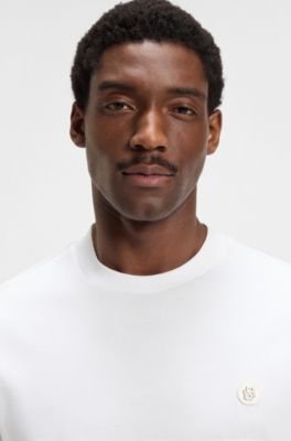 T-shirt Regular en coton avec monogramme Double&nbsp;B, Blanc